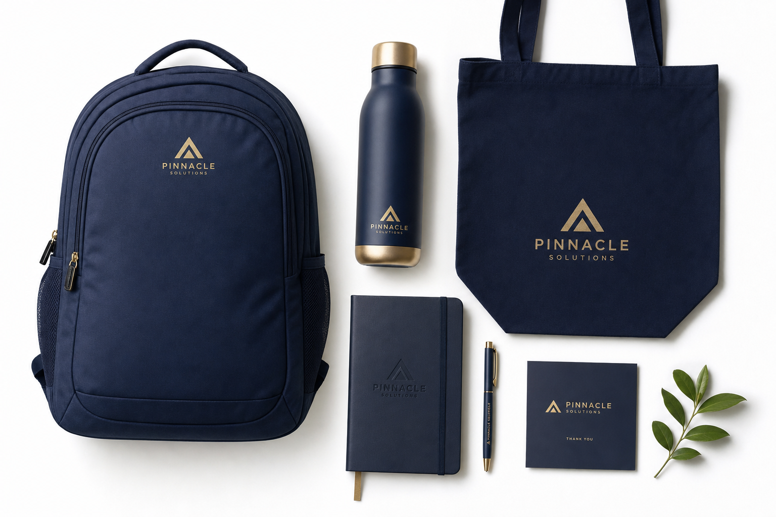 Productos de merchandising corporativo — mochila, botella y accesorios personalizados